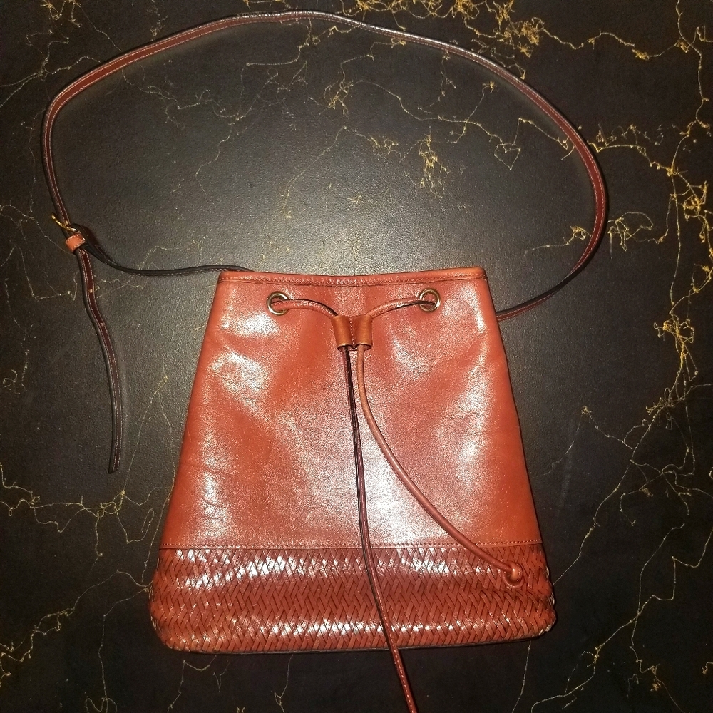 Etienne Aigner brown leather bucket bag